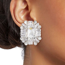 Load image into Gallery viewer, Silver Rectangle CZ Studs
