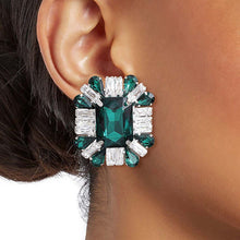 Load image into Gallery viewer, Green Rectangle CZ Studs
