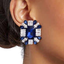 Load image into Gallery viewer, Navy Rectangle CZ Studs
