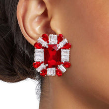 Load image into Gallery viewer, Red Rectangle CZ Studs
