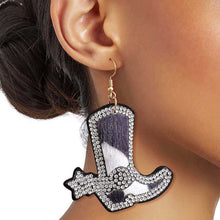 Load image into Gallery viewer, Cow Fur Leather Boot Earrings
