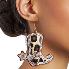 Load image into Gallery viewer, Leopard Fur Leather Boot Earrings
