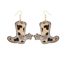 Load image into Gallery viewer, Leopard Fur Leather Boot Earrings
