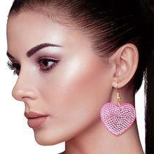 Load image into Gallery viewer, Fuchsia Heart Pillow Earrings
