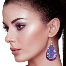 Load image into Gallery viewer, Fleur de Lis Mardi Gras Earrings
