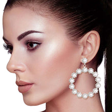 Load image into Gallery viewer, 45mm Pearl Silver Round Earrings

