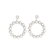 Load image into Gallery viewer, 45mm Pearl Silver Round Earrings
