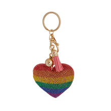 Load image into Gallery viewer, Rainbow Rhinestone Heart Keychain

