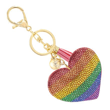 Load image into Gallery viewer, Rainbow Rhinestone Heart Keychain
