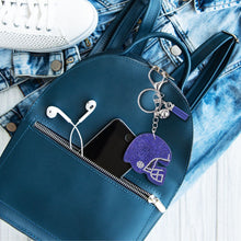 Load image into Gallery viewer, Blue Football Helmet Keychain Bag Charm
