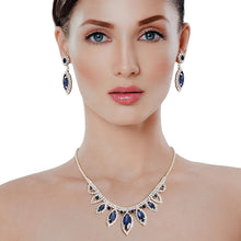 Load image into Gallery viewer, Navy Marquise Crystal Silver Set
