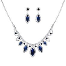 Load image into Gallery viewer, Navy Marquise Crystal Silver Set
