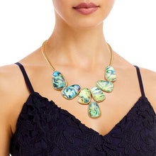Load image into Gallery viewer, Blue Marbled 7 Pear Drop Necklace
