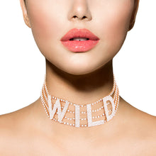 Load image into Gallery viewer, Gold WILD 4 Row Rhinestone Choker
