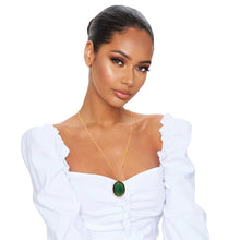 Load image into Gallery viewer, Green Oval Pendant Gold Necklace
