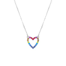 Load image into Gallery viewer, Rainbow Heart Silver Chain Necklace

