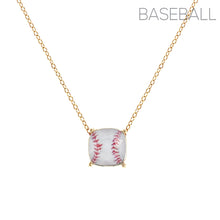 Load image into Gallery viewer, Gold Baseball Cushion Cut Necklace
