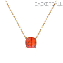 Load image into Gallery viewer, Gold Basketball Cushion Cut Necklace
