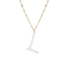 Load image into Gallery viewer, L Freshwater Pearl Initial Necklace
