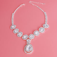 Load image into Gallery viewer, Silver  Halo Teardrop Rhinestone Choker
