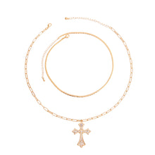 Load image into Gallery viewer, Gold Syriac Cross 2 Pcs Necklace
