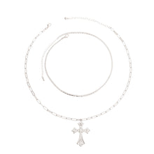 Load image into Gallery viewer, Silver Syriac Cross 2 Pcs Necklace
