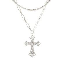 Load image into Gallery viewer, Silver Syriac Cross 2 Pcs Necklace
