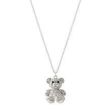 Load image into Gallery viewer, Silver Pave Teddy Bear Necklace
