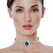 Load image into Gallery viewer, Green Silver Memory Wire Choker
