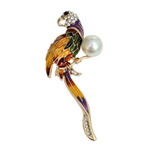 Load image into Gallery viewer, Multi Color Parrot with Pearl Brooch
