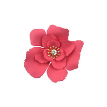 Load image into Gallery viewer, Dark Pink Coated Metal Flower Brooch
