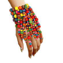 Load image into Gallery viewer, Vibrant Wood Playful Fringe Bracelet
