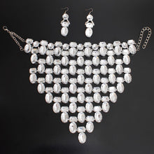 Load image into Gallery viewer, Opulent Jeweled Silver Pointed Bib Set
