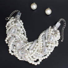 Load image into Gallery viewer, Braided Elegance Silver Pearl Ensemble
