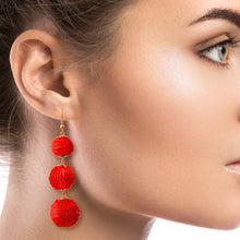 Load image into Gallery viewer, Red Sequin Ball Earrings
