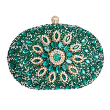 Load image into Gallery viewer, Clutch Green Crystal Hard Case Clutch for Women
