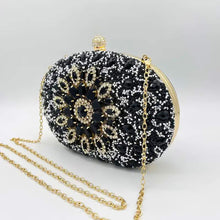 Load image into Gallery viewer, Clutch Black Crystal Hard Case Bag for Women
