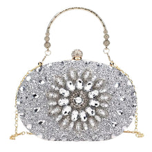 Load image into Gallery viewer, Clutch Silver Crystal Hard Case Bag for Women
