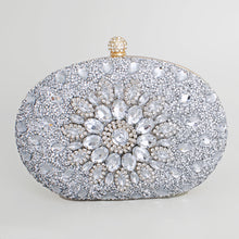 Load image into Gallery viewer, Clutch Silver Crystal Hard Case Bag for Women
