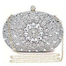 Load image into Gallery viewer, Clutch Silver Crystal Hard Case Bag for Women
