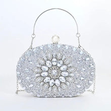 Load image into Gallery viewer, Clutch Silver Crystal Pearl Hard Case for Women
