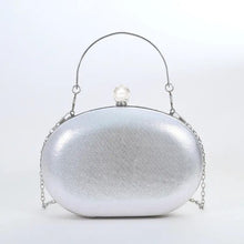 Load image into Gallery viewer, Clutch Silver Crystal Pearl Hard Case for Women
