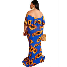 Load image into Gallery viewer, Blue Sunflower 1XL Maxi Dress
