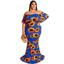 Load image into Gallery viewer, Blue Sunflower 1XL Maxi Dress
