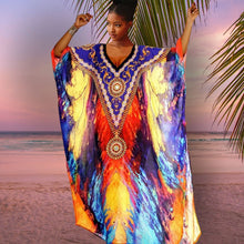 Load image into Gallery viewer, Tribal V Neck Caftan Dress
