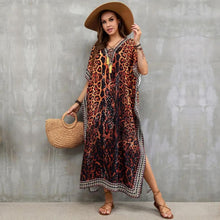 Load image into Gallery viewer, Leopard Boho Cover Up Dress
