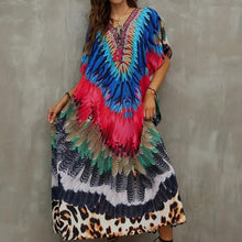 Load image into Gallery viewer, Feather Boho Cover Up Dress
