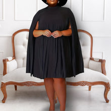 Load image into Gallery viewer, Black 4XL Pleated Cloak Dress
