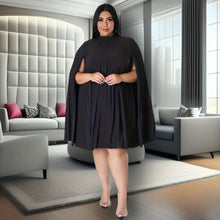 Load image into Gallery viewer, Black 4XL Pleated Cloak Dress

