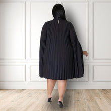 Load image into Gallery viewer, Black 4XL Pleated Cloak Dress
